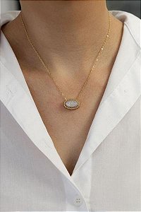 Colar Oval Mix Com Bolinhas (30 dias para chegar) Dourado