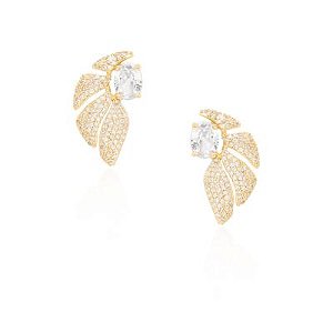 Brinco E. Cuff Asa Pedra Dourado