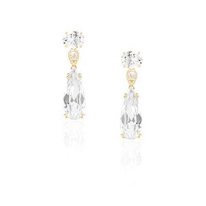Brinco Pedras 3 Cristal Dourado