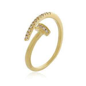 Anel Prego Cravejado Dourado
