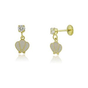 Brinco Infantil Concha Dourado