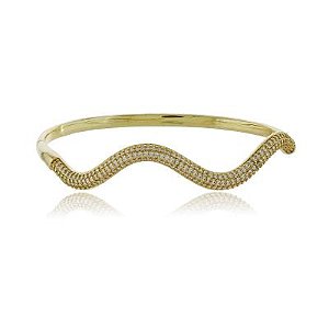 Bracelete Onda Cravejado Dourado