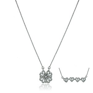 Colar 4 Trevos Cristal Rbranco