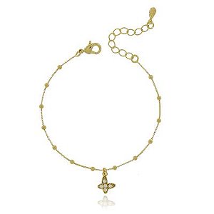 Pulseira Bolinhas Borboleta Dourado