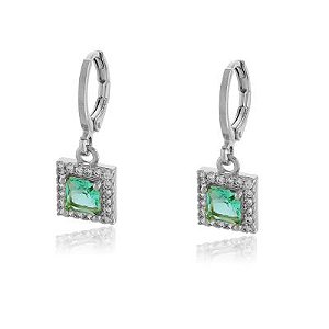 Brinco Argola Pedra Quadrada Rbranco