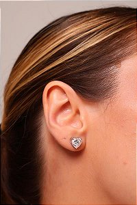 Brinco Coraçao Moissanite Rbranco