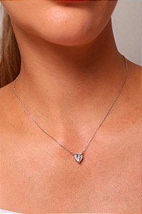 Colar Coração Moissanite Rbranco