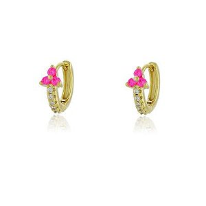 Brinco Argola P Trevinho Pink Dourado