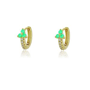 Brinco Argola P Trevinho Verde Dourado