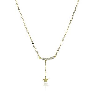 Colar Estrela Cristal Dourado