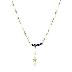 Colar Estrela Safira Dourado