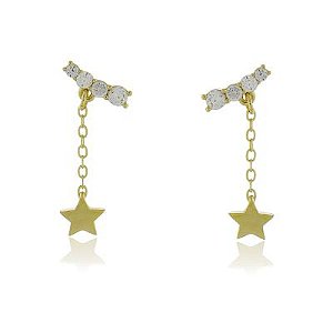 Brinco Estrela Cristal Dourado