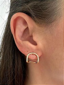 Brinco Meia Lua Gancho Dourado