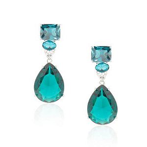 Brinco 3 Pedras Alice Verde