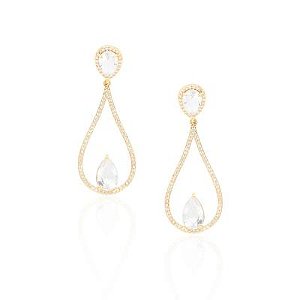 Brinco Festa Gota Cristal Dourado