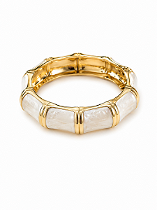 Bracelete Resina Branco Dourado