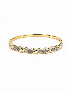 Bracelete Malta Liso E Cravejado Dourado