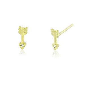 Brinco 2Furo Flecha Dourado
