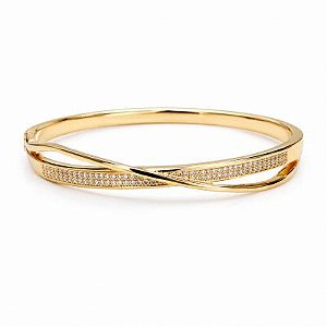 Bracelete Faixa Cravejada Dourado