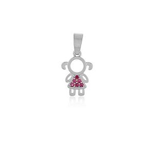 Pingente Menina Zirc Rosa Rbranco