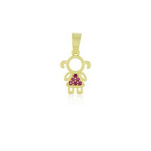 Pingente Menina Zirc Rosa Dourado