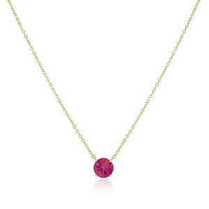 Colar Paula 10Mm Dourado Pink