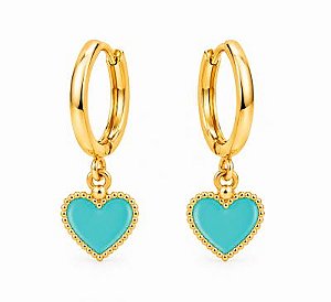 Brinco Argola Turquesa Dourado