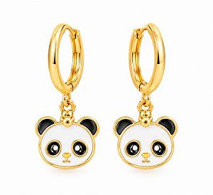 Brinco Infantil Argola Panda Dourado