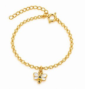 Pulseira Infantil Abelha Dourado