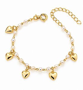 Pulseira Infantil Pérolas Dourado