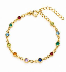 Pulseira Infantil Colorida Dourado