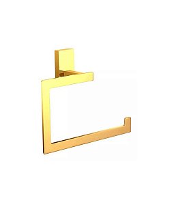 Porta Toalha De Rosto E Mãos Quadrado Em Metal Dourado Gold