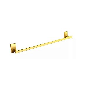 Porta Toalha Banho Barra Linear 60cm Em Metal Dourado Gold