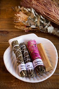 Combo Mini Incensos Naturais + Pratinho Médio Concha Branco