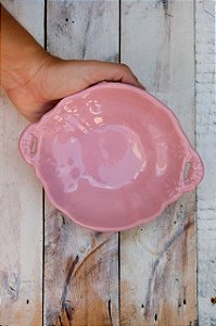 Prato Decorativo em Cerâmica - Rosa com alças