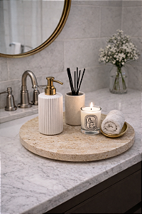 Bandeja decorativa mármore natural Travertino