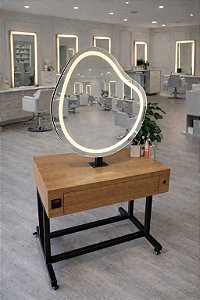 Bancada Salão de beleza dupla com espelho Organico Full Led
