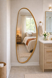 Espelho Kim 160x60 formato Orgânico moldura madeira