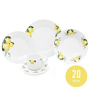 Aparelho de Jantar 20 Peças Porcelana - Limão Siciliano - Hot and Cold Store