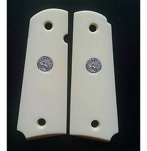 Cabo Talas Colt 1911 Std. (S) Tailandesas Branca Com Logo Prata