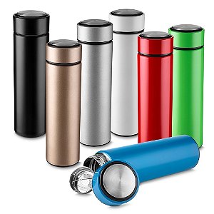 Garrafa inox 450ml com parede dupla e infusor