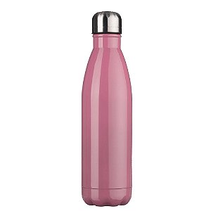 Garrafa 750ml em inox com tampa rosqueável e pintura brilhante. Obs.: Não é um modelo térmico.