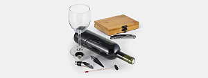 Kit Para Vinho Com Estojo Em Bambu - 6 PÇs (GGPV-00843)