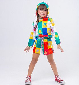 Conjunto infantil blusa manga longa e short - Alana