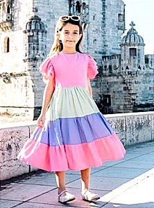 Vestido 3 marias colorido - Maria Cecília