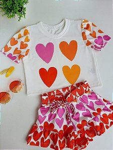 Conjunto blusa e short coração - Isabela