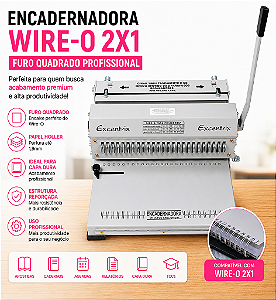 Encadernadora de Wire-o 2x1 Conjugada Manual Furo Quadrado 15 Fls - Excentrix