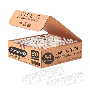 Wire-o Para Encadernação 2x1 A4 7/8 Branco Para 180Fls 50 Un