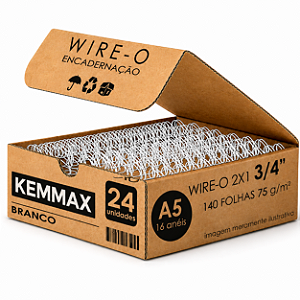 Wire-O 2x1 3/4 Branco A5 140 Folhas Encadernação Profissional