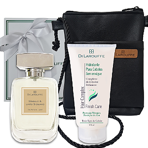 Kit Perfume Sândalo & Limão Siciliano + Hidratante para Cabelos + Bolsa para Celular